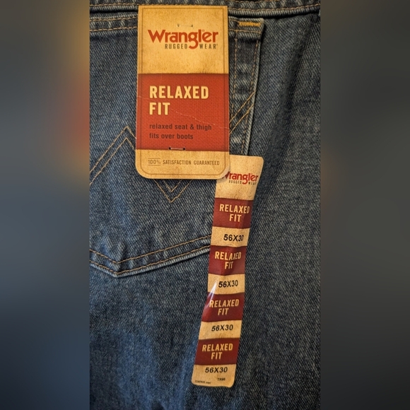 NWT Wrangler Rugged Wear Mens Big & Tall Relaxed Fit Size 56x30 Blue Jeans NEW! - Picture 13 of 16